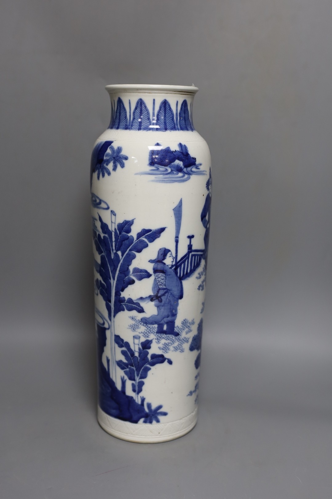 A tall Chinese blue and white sleeve vase 39cm